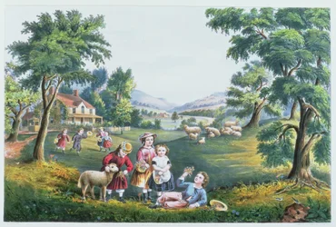 Les quatre saisons de la vie : Enfance, `La saison de la joie`, gravé par Parsons et Atwater, pub. par Currier and Ives, New York, 1868